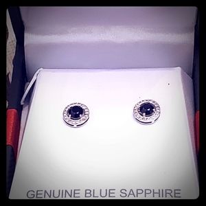 Midnight Blue Sapphire Studs